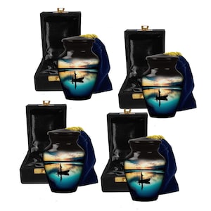 Fishing Cremation Urns (Set of 4) - Sunset Lake Fisherman Design