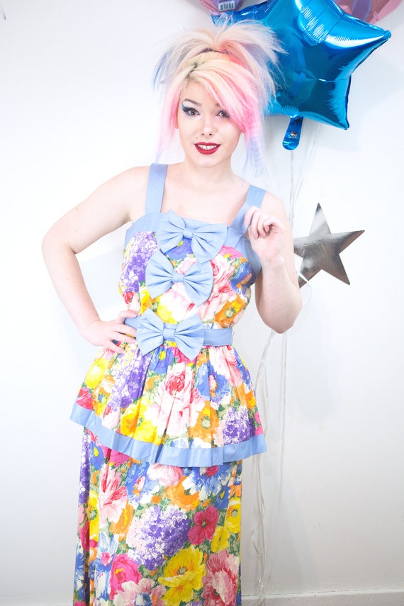 Vintage DEADSTOCK 1980s Floral Peplum Waist Party