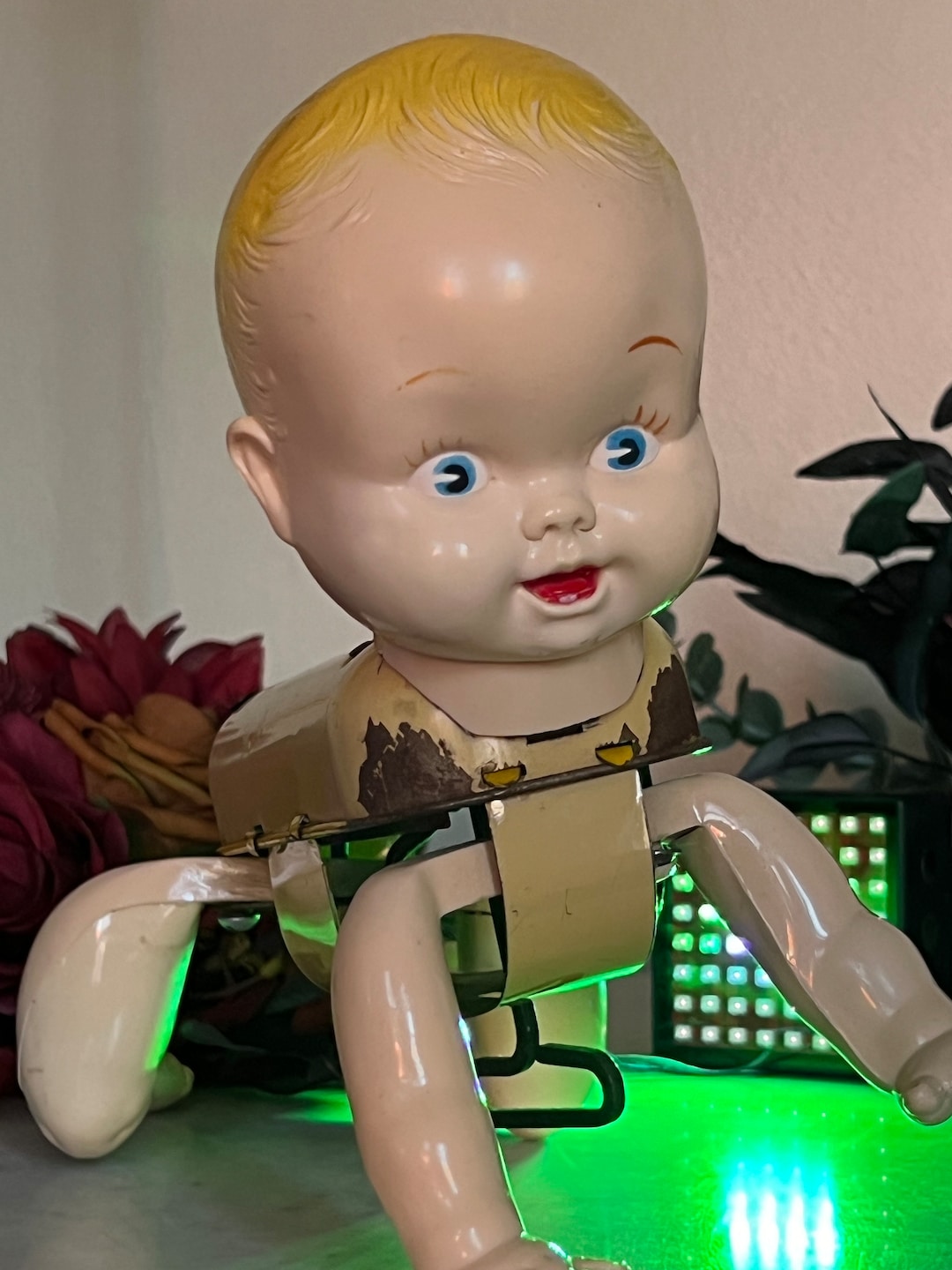 Creepy Vintage Tin Crawling Baby Doll Windup Creepy Crawling Etsy