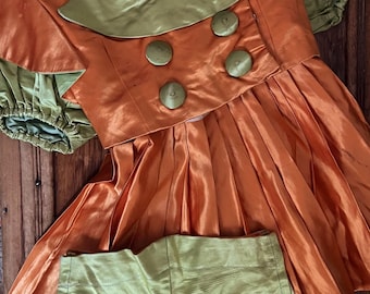 Costume da zucca di Halloween vintage per bambini, piccolo costume da ballo, danza vintage, Halloween vintage, carino costume per bambini, metà secolo