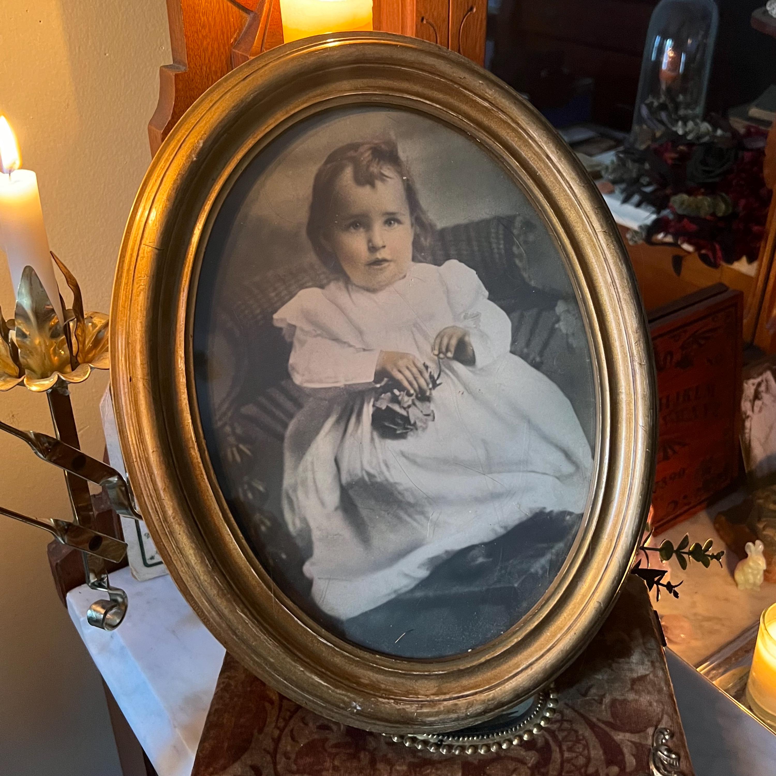 IDENTIFIED 1907 Baby Portrait Child Solar Enlargement Children Framed Antique Framed Portrait Antique Photograph Victorian Child Photograph