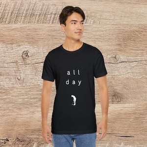 Black Unisex Jersey T-Shirt - &#39;All Day&#39; Golfer Tee, Perfect for Golf Lovers, Gift for Dad, Casual Wear, Sports Enthusiast