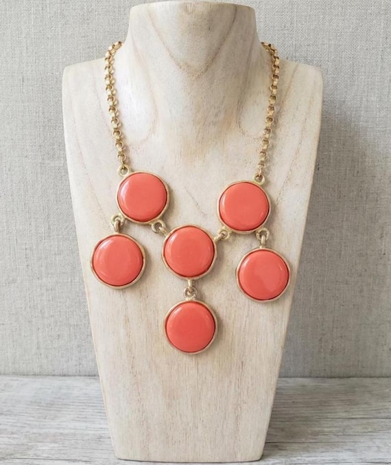 Kenneth Jay Lane Orange Disc Statement Bib Neckla… - image 3