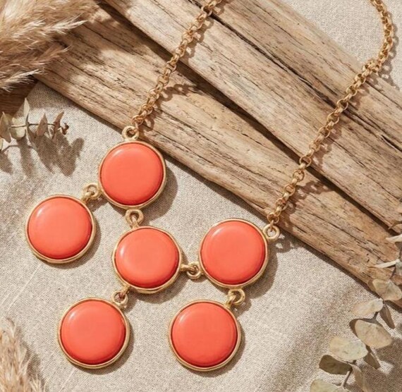 Kenneth Jay Lane Orange Disc Statement Bib Neckla… - image 12