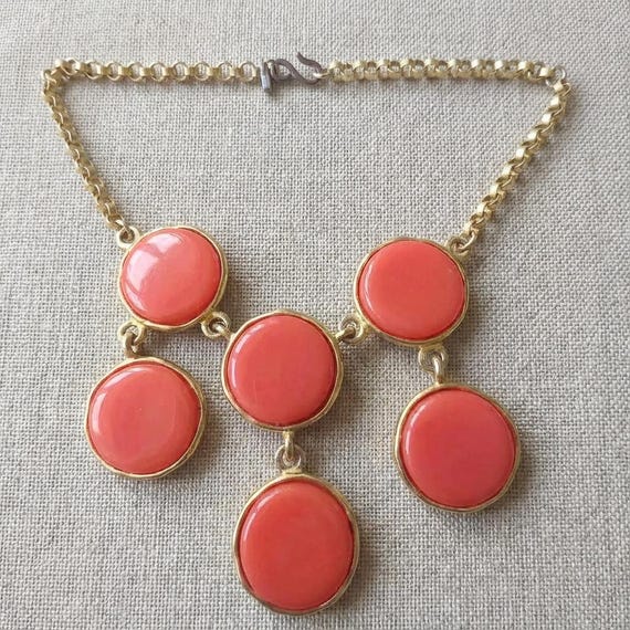 Kenneth Jay Lane Orange Disc Statement Bib Neckla… - image 5