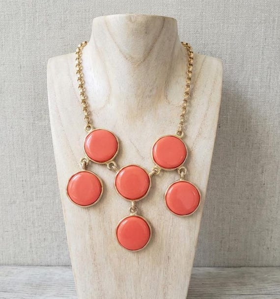 Kenneth Jay Lane Orange Disc Statement Bib Neckla… - image 1
