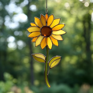 Digital download Sunflower Stained glass Pattern, Stained glass flower, DIY Stained Glass
