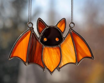 Descarga digital Patrón de vitral de murciélago de Halloween, Flor de vitral, Vitral DIY