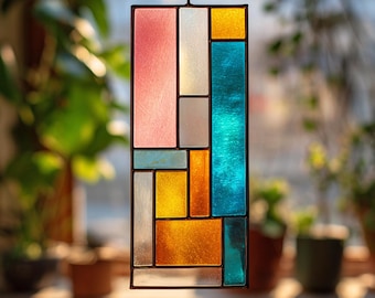 Descarga digital Patrón geométrico de vitral, Flor de vitral, Vitral DIY