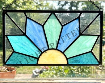 Diseño geométrico de vidrieras con diseño de sol, para colgar en la ventana (PDF, JPEG)