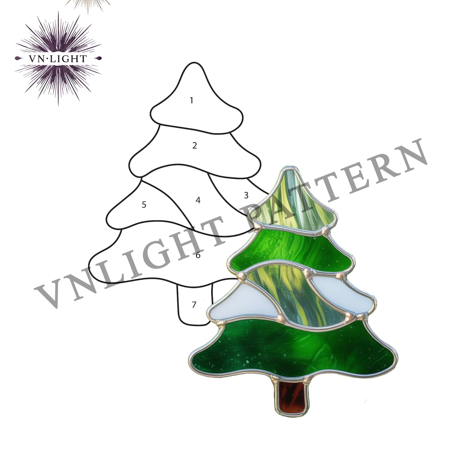 Digital Download Christmas Tree Stained Glass Pattern, Stained Glass ...