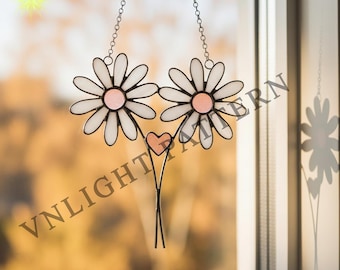 Digital download Daisy Flower Stained glass Pattern, Stained glass flower, DIY Stained Glass