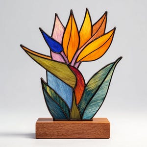 Digital download Bird of Paradise Stained glass Pattern, Stained glass flower, DIY Stained Glass