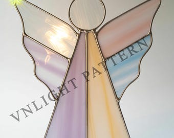 Descarga digital Patrón de vitral de ángel, Flor de vitral, Vitral DIY