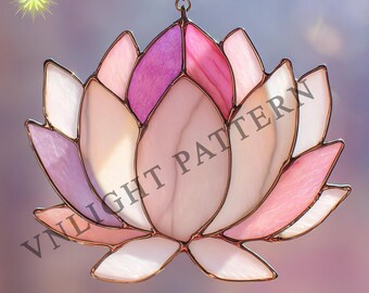 Digital download Lotus Stained glass Pattern, Stained glass flower, DIY Stained Glass