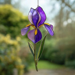 Digital download Iris Flower Stained glass Pattern, Stained glass flower, DIY Stained Glass