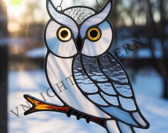 Digital download OWL Stained glass Pattern, Stained glass flower, DIY Stained Glass