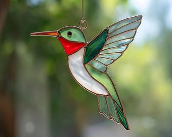 Descarga digital Patrón de vitral de colibrí, Flor de vitral, Vitral DIY