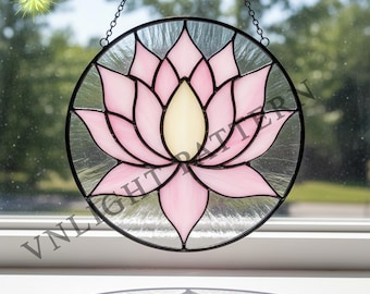 Digital download Lotus Stained glass Pattern, Stained glass flower, DIY Stained Glass