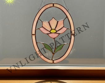 Digital download Flower Panel Stained glass Pattern, Stained glass flower, DIY Stained Glass