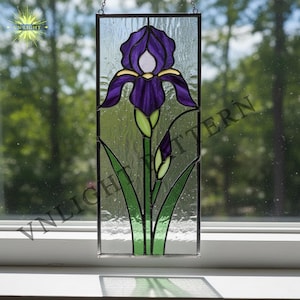 Digital nedladdning Irisblomma Mönster för målat glas, Blomma för målat glas, DIY-målat glas