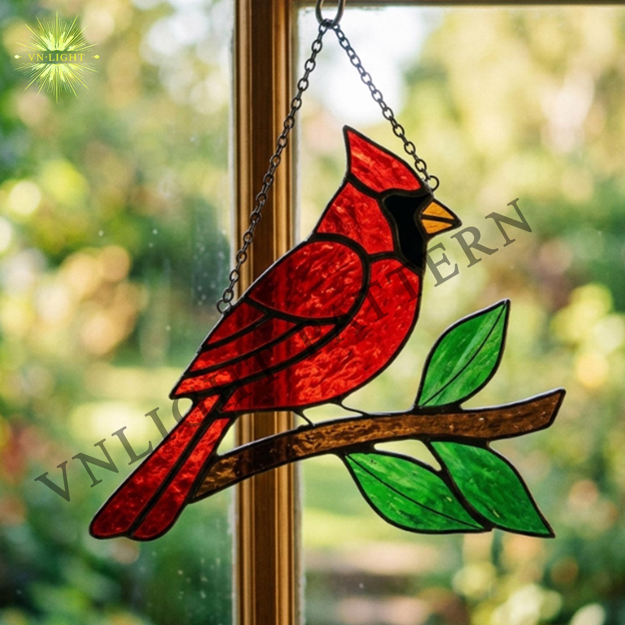 Digital Download Cardinal Stained Glass Pattern, Stained Glass Flower ...