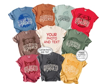 Custom School Mascot Comfort Colors Shirt, School Spirit Tee, Game day Shirt, Mascot Cheer, Team Mascot Shirt, Back to School Tshirt
