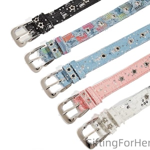 Denim Belt with Studs, Y2K Punk Unisex Accessory, Rivet Belt for Men & Women, Clothing Accessory, Clothes Decor