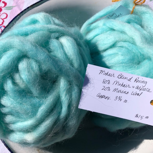 Mohair Blend Roving, Turquoise