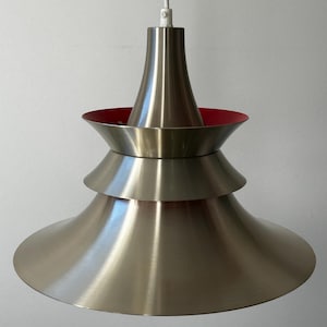 Vintage Danish Pendant Lamp: Mid-Century Modern Bent Nordsted Red Ceiling Light, 1970s