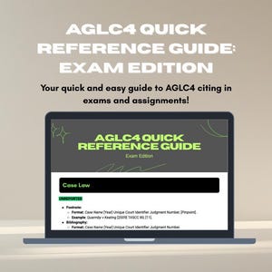AGLC4 Quick Reference Guide | Australian Law School Citation Cheat Sheet | Exam-Ready PDF Download