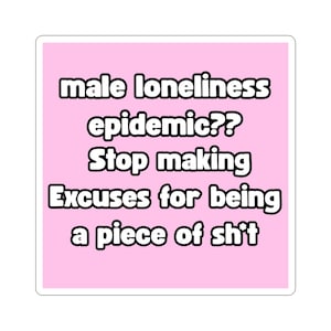 Male Loneliness Epidemic Sticker, Funny Edgy Quote Vinyl Decal, Sarcastic Laptop Water Bottle Sticker, Sassy Humor Gift