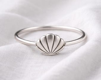 Sterling Silver Shell Ring | Handmade Minimalist Band