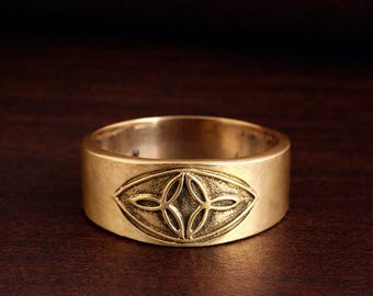 Gegraveerde brassbandring, handgemaakte geometrische sieraden