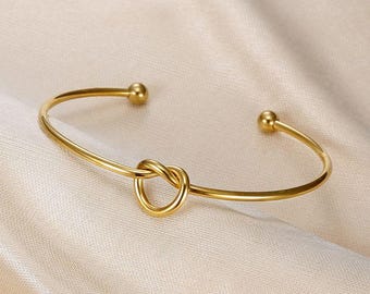 Messing Knoten Manschette Armband - verstellbarer Armreif für Sie