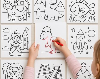Dibujos para colorear imprimibles para niños pequeños: 10 diseños sencillos para niños de 2 a 4 años / Descarga instantánea, Hojas para colorear fáciles, Libro de actividades para niños