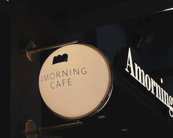 Custom Round Wall Light Sign | Personalized Text Globe Lamp | Minimalist Acrylic Sconce | Cafe, Boutique & Home Decor Lighting