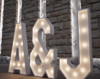 Custom Marquee Letters 2ft 3ft Large Light Up Letters, Wedding Signage, Birthday Party Decor, Photo Booth Backdrop, LED Lighted Letters