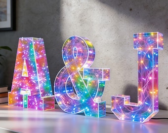 Niestandardowe opalizujące litery namiotowe, podświetlane szyldy, dekoracje ślubne, stoiska firmowe (2 stopy, 3 stopy, 4 stopy)