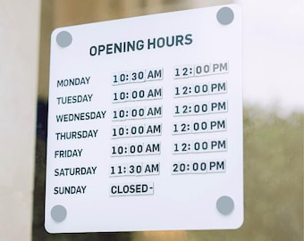 Custom Changeable Magnetic Hour Plaque, Reusable DIY Opening Sign for Bar, Salon & Coffee Shop