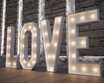 LOVE Marquee Letters 3.6ft 3ft Romantic LED Light Up Sign, Wedding Engagement Decor, Valentine's Day Gift, Photo Booth Backdrop Lighting