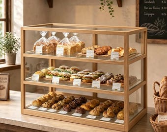 Transparente Acryl-Vitrine, Brotaufbewahrungsbox aus Holz (Farbe), Regal für Actionfiguren, mehrstöckiger Küchenorganizer