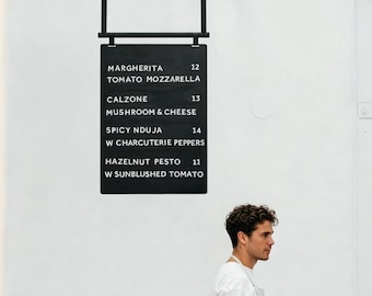 Metal Hanging Menu Board, Extendable Cafe Sign, Space Saving Display