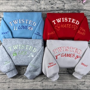 T-shirt ricamata Twisted Series, felpa ricamata Love Hate Games Lies, felpa con cappuccio BookTok Romance, merchandising di Ana Huang, regalo per amanti dei libri