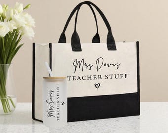Personalisierte Lehrerin Tragetasche für Lehrerin Personalisierte Lehrerin Arbeitstasche für Anerkennungswoche, Danke, Jahresende & Weihnachtsgeschenke für Lehrerinnen