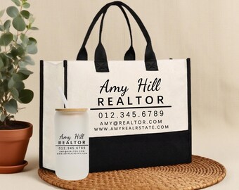 Realtor Tote Bag Personalized Business Tote Bag Custom Real Estate Agent Gift Bulk Business Logo Realtor Swag Real Estate Tote Bag