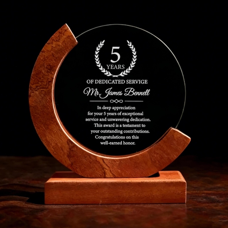 30 Years of Dedicated Service Award, Personalized Employee Crystal ...