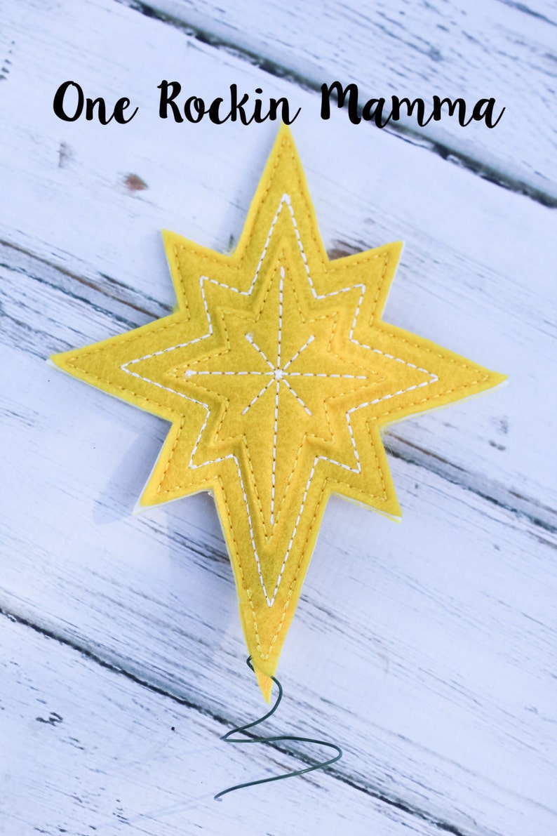 Star Tree Topper in the Hoop Embroidery Design INSTANT Etsy