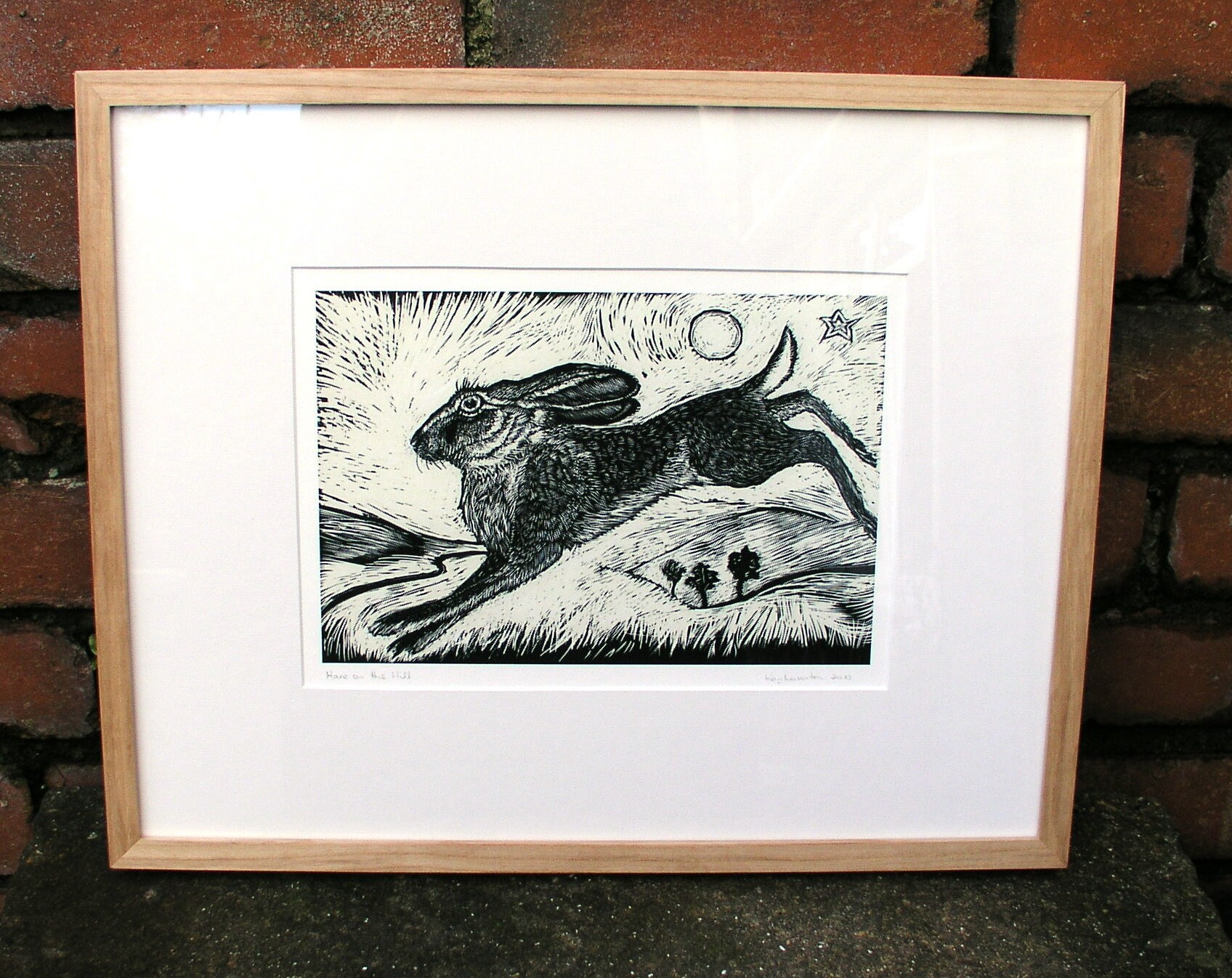 Hare on the Hill ART PRINT from scraperboard original artwork | Etsy