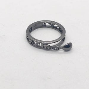 Ring i oxiderat 925 sterlingsilver, sked med stjärndetaljer, ring med dold detalj och hemligt funktionellt element, bumpring, bästa presenten, fällbar ring